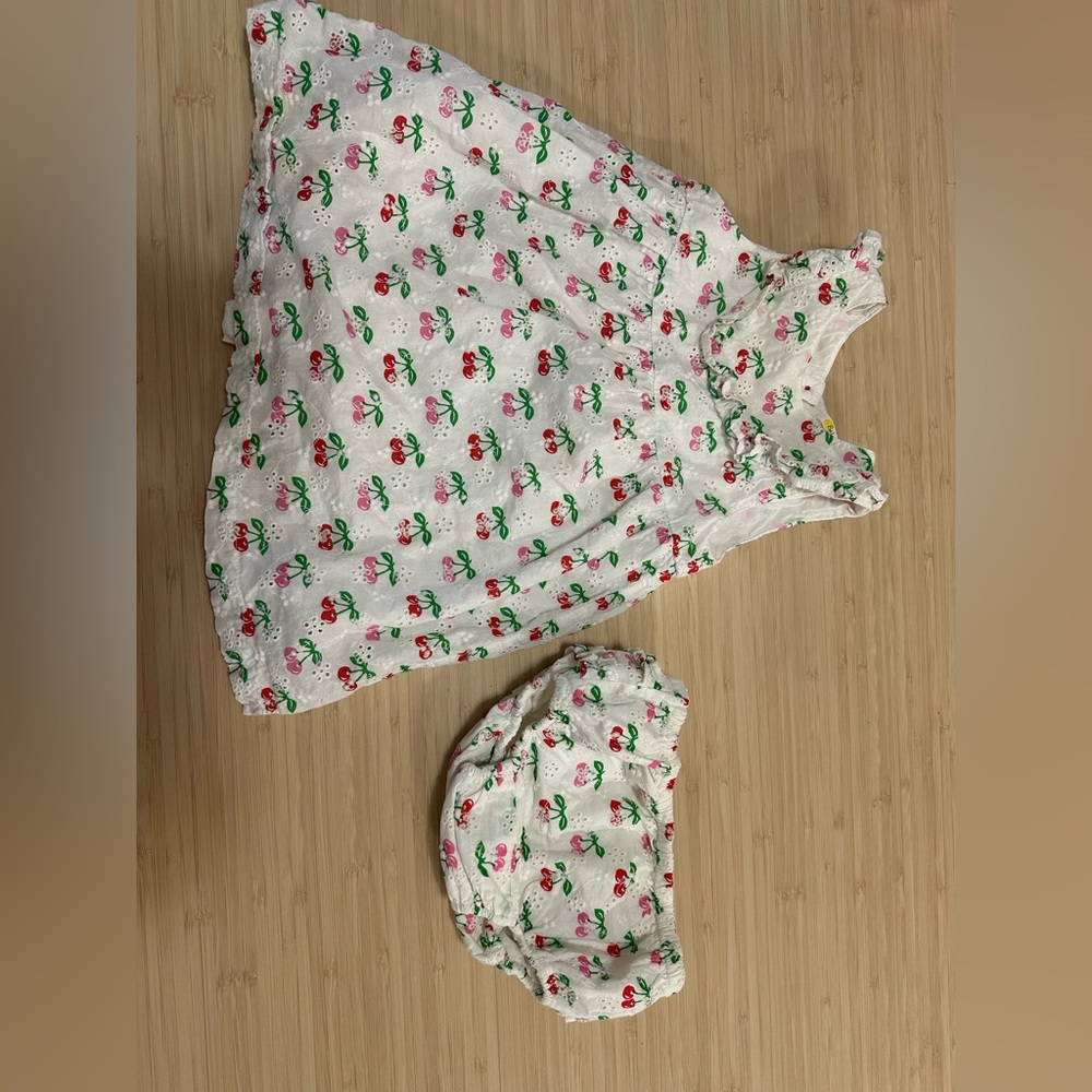 Cherry toddler dress with matching bloomer